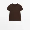 100% βαμβακερό T-shirt με λεπτομέρεια ραφής 100% βαμβακερό T-shirt με λεπτομέρεια ραφής