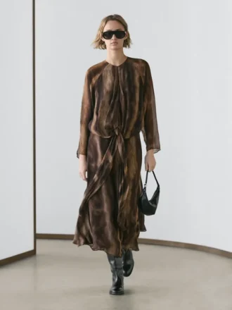 Φορέμα με ριχτό ύφασμα και animal print
