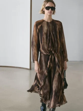 Φορέμα με ριχτό ύφασμα και animal print