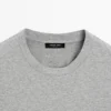 Κοντομάνικο βαμβακερό T-shirt με μελανζέ ύφασμα Κοντομάνικο βαμβακερό T-shirt με μελανζέ ύφασμα