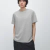 Κοντομάνικο βαμβακερό T-shirt με μελανζέ ύφασμα Κοντομάνικο βαμβακερό T-shirt με μελανζέ ύφασμα