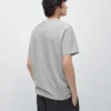 Κοντομάνικο βαμβακερό T-shirt με μελανζέ ύφασμα Κοντομάνικο βαμβακερό T-shirt με μελανζέ ύφασμα