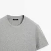 Κοντομάνικο βαμβακερό T-shirt με μελανζέ ύφασμα Κοντομάνικο βαμβακερό T-shirt με μελανζέ ύφασμα