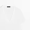 Λινό T-shirt με V λαιμόκοψη Λινό T-shirt με V λαιμόκοψη