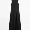Μακρύ φουσκωτό φορέμα από μείγμα λινού Μακρύ φουσκωτό φορέμα από μείγμα λινού