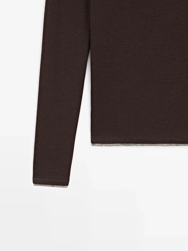 Μακρυμάνικο T-shirt με διπλή επένδυση Μακρυμάνικο T-shirt με διπλή επένδυση