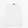 Μακρυμάνικο T-shirt με λαιμόκοψη Henley Μακρυμάνικο T-shirt με λαιμόκοψη Henley