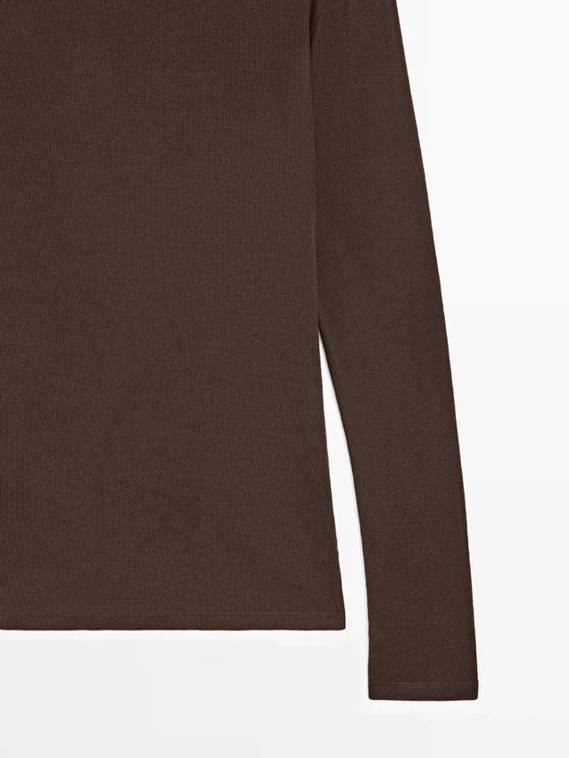 Μακρυμάνικο βαμβακερό T-shirt με ραβδώσεις Μακρυμάνικο βαμβακερό T-shirt με ραβδώσεις