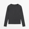 Μαλλί T-shirt με μανίκια Raglan Μαλλί T-shirt με μανίκια Raglan