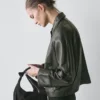 Μπουφάν από δέρμα νάπα με ζώνη Μπουφάν από δέρμα νάπα με ζώνη