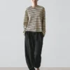 Oversize ριγέ T-shirt από μείγμα βαμβακιού Oversize ριγέ T-shirt από μείγμα βαμβακιού