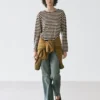 Oversize ριγέ T-shirt με μακριά μανίκια Oversize ριγέ T-shirt με μακριά μανίκια