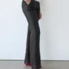 Παντελόνι 100% λινό με φαρδιά γραμμή Παντελόνι 100% λινό με φαρδιά γραμμή