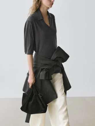 Πλεκτό πουλόβερ oversize από μείγμα μεταξιού και μαλλιού