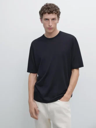 Πλεκτό T-shirt από μείγμα μαλλιού