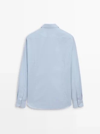 Πουκάμισο Slim Fit με μικροκαρό σχέδιο από 100% βαμβάκι