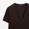 Ρευστό T-shirt με V-neck Ρευστό T-shirt με V-neck