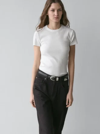 Ριπ T-shirt βαρέως βάρους με κοντά μανίκια