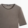 T-shirt από μείγμα μαλλιού με λεπτομέρειες σε αντίθεση T-shirt από μείγμα μαλλιού με λεπτομέρειες σε αντίθεση