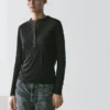 T-shirt με λαιμό Henley από μείγμα μαλλιού T-shirt με λαιμό Henley από μείγμα μαλλιού
