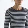T-shirts με ρίγες από μείγμα βαμβακιού και μακριά μανίκια